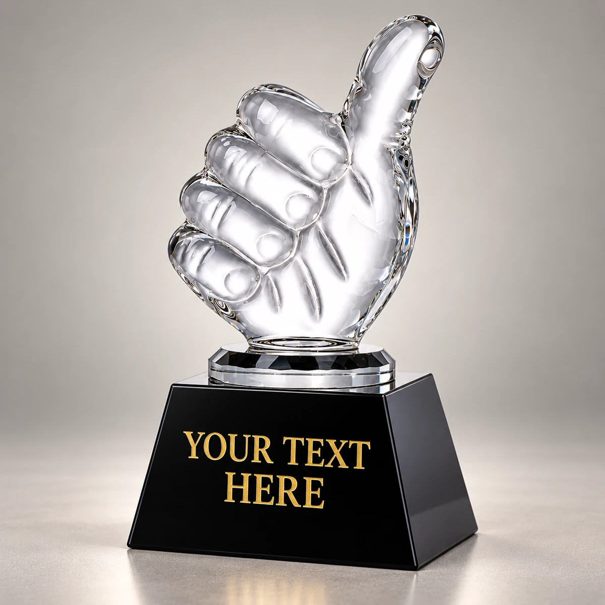 Crystal Glass Thumbs Up Trophy - view 2